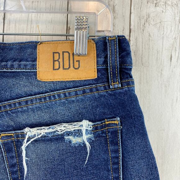 BDG Urban Outfitters Dark Blue High Rise Cut Off Distressed Jean Shorts Size 29 - Picture 6 of 10